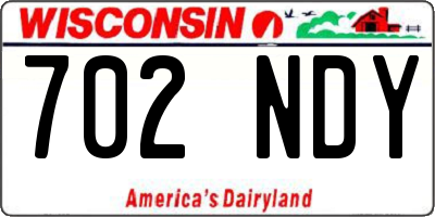WI license plate 702NDY