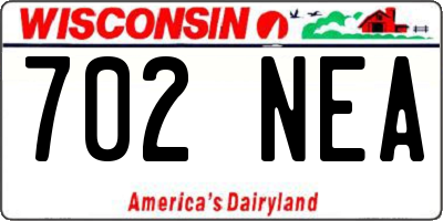 WI license plate 702NEA
