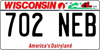 WI license plate 702NEB