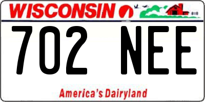 WI license plate 702NEE