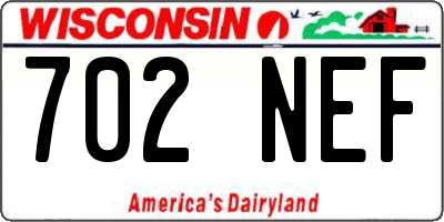 WI license plate 702NEF