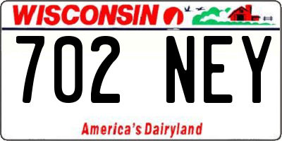 WI license plate 702NEY