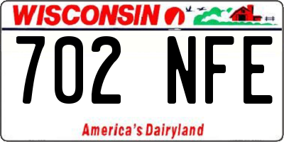 WI license plate 702NFE