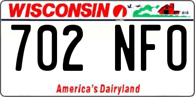 WI license plate 702NFO