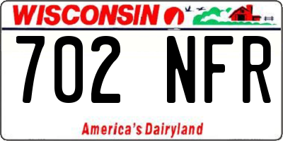 WI license plate 702NFR