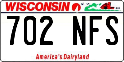WI license plate 702NFS