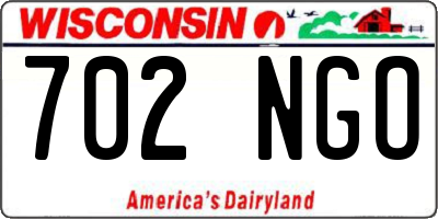 WI license plate 702NGO