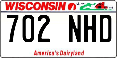 WI license plate 702NHD