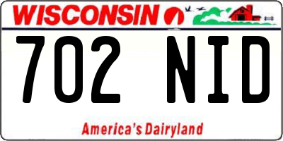 WI license plate 702NID