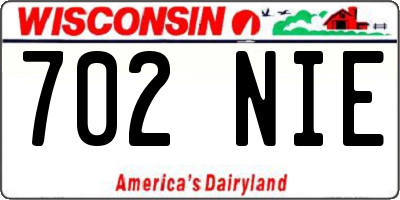WI license plate 702NIE