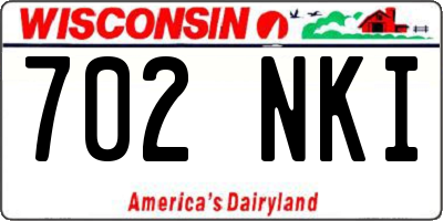 WI license plate 702NKI