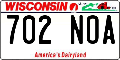 WI license plate 702NOA