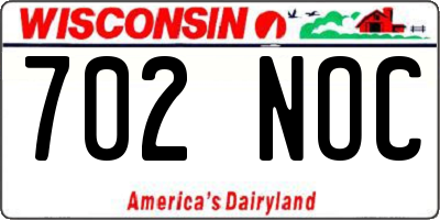 WI license plate 702NOC