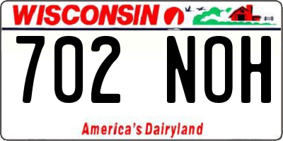 WI license plate 702NOH