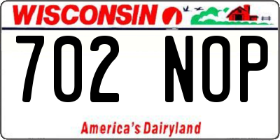 WI license plate 702NOP