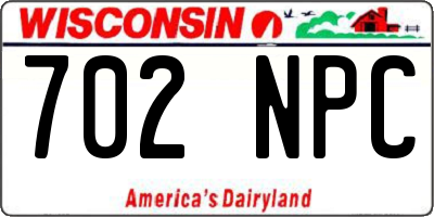 WI license plate 702NPC