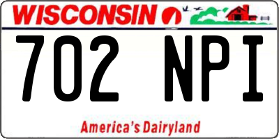 WI license plate 702NPI