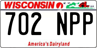 WI license plate 702NPP