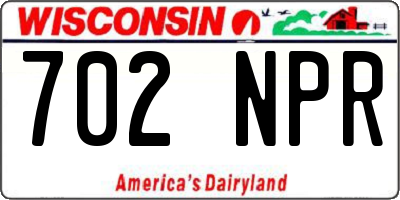 WI license plate 702NPR