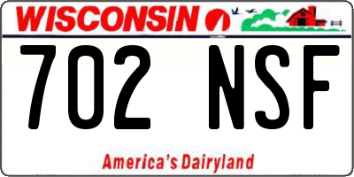 WI license plate 702NSF