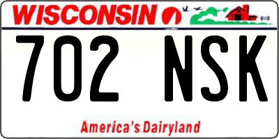 WI license plate 702NSK