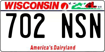 WI license plate 702NSN