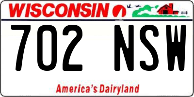 WI license plate 702NSW