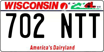 WI license plate 702NTT