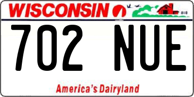WI license plate 702NUE