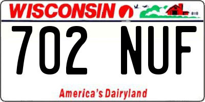 WI license plate 702NUF