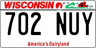 WI license plate 702NUY