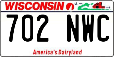 WI license plate 702NWC