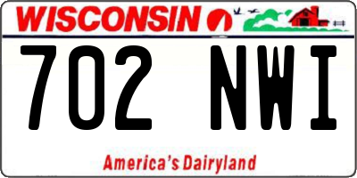 WI license plate 702NWI