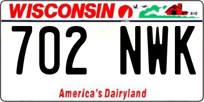 WI license plate 702NWK