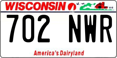 WI license plate 702NWR