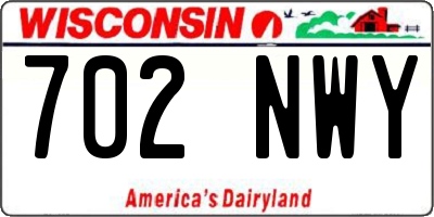 WI license plate 702NWY
