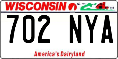 WI license plate 702NYA