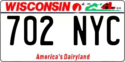 WI license plate 702NYC