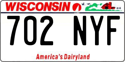 WI license plate 702NYF