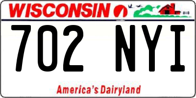 WI license plate 702NYI