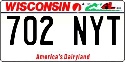 WI license plate 702NYT