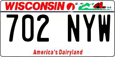 WI license plate 702NYW