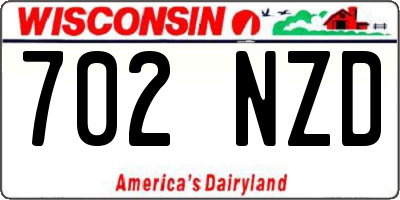 WI license plate 702NZD