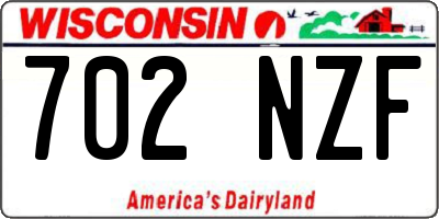 WI license plate 702NZF