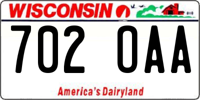 WI license plate 702OAA