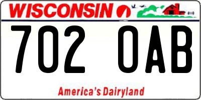 WI license plate 702OAB