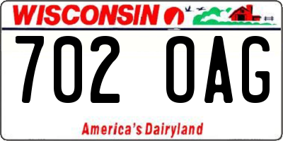 WI license plate 702OAG