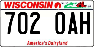 WI license plate 702OAH