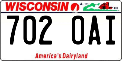 WI license plate 702OAI