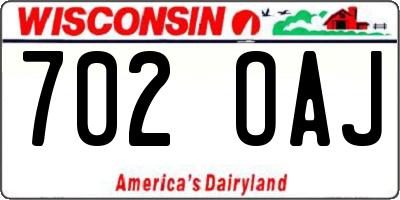 WI license plate 702OAJ